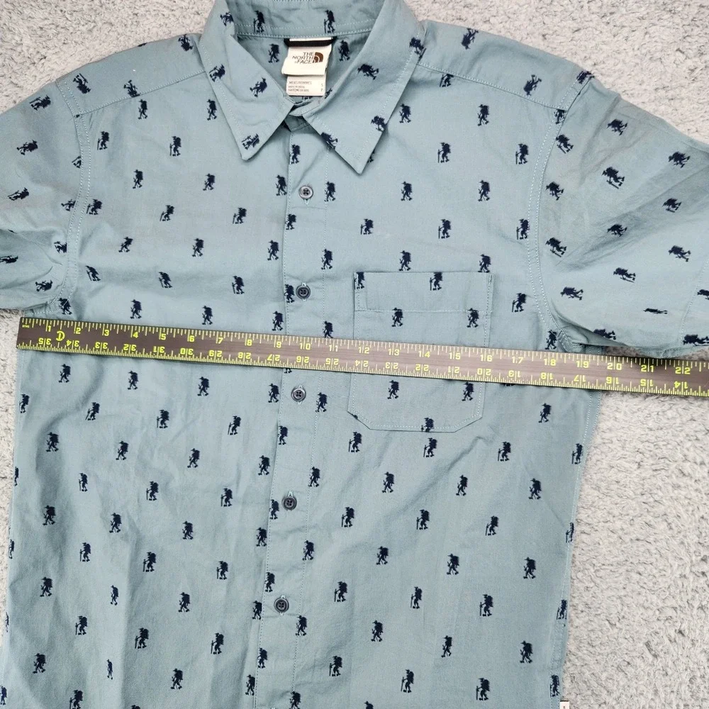The North Face Baytrail Jacquard Short Sleeve Button Shirt Mens Sz S Hiker Gray